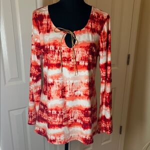 Bobbie Brooks Red and White Tie-Dye Tunic